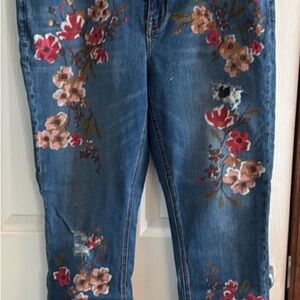 Floral Embroidered Blue Jeans